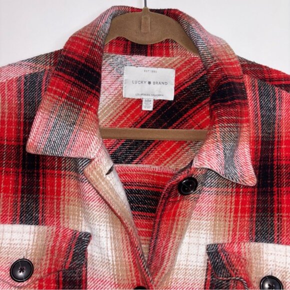 Lucky Brand Women’s Medium Plaid Unisex Red Black Plaid Jacket Autumn - Picture 6 of 10